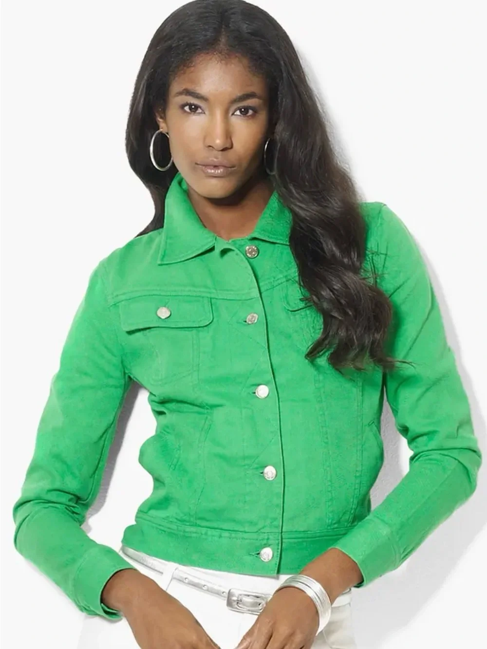 Lauren Jeans Co. Lime Green Corduroy Jacket Size M Gold Buttons 100% Cotton - Picture 1 of 15